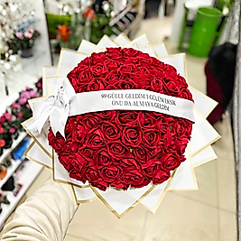 99 Güllü Kırmızı Gül Buketi