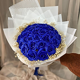 Islak Mavi Gül Kız İsteme Buketi